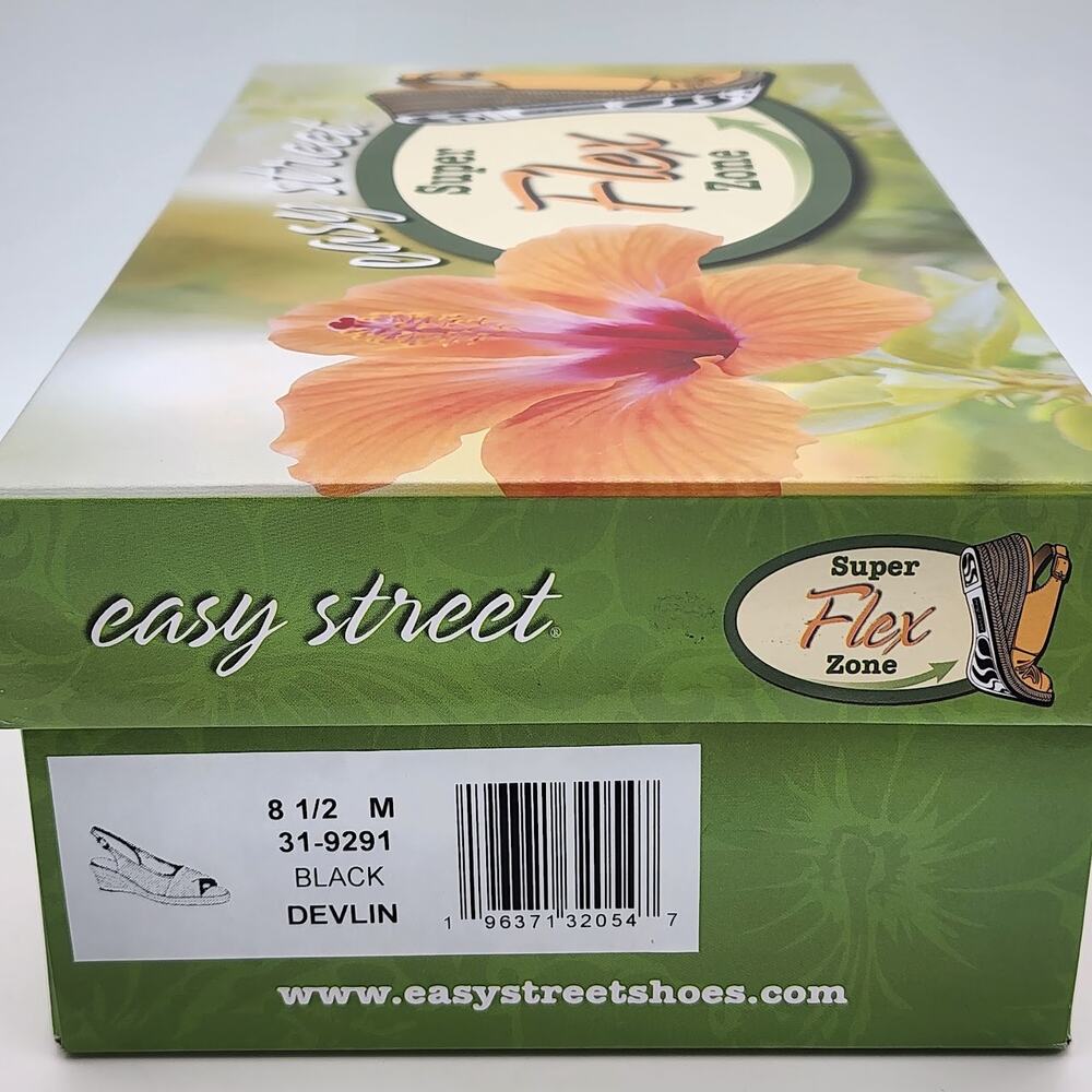 NEW Easy Street Devlin Black Slingback Espadrille Wedge Sandals Women Size 8.5 M - Picture 9 of 9